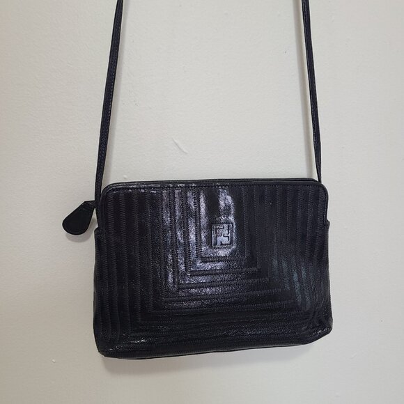 Fendi Vintage Black Patent Leather Crossbody Bag